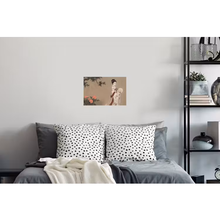 Vrouw - Azië - Kunst - Beige Muursticker klein -slaapkamer