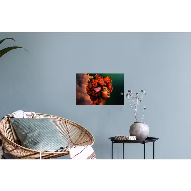 Vrouw - Drankenfruit - Rozen Muursticker klein -plant