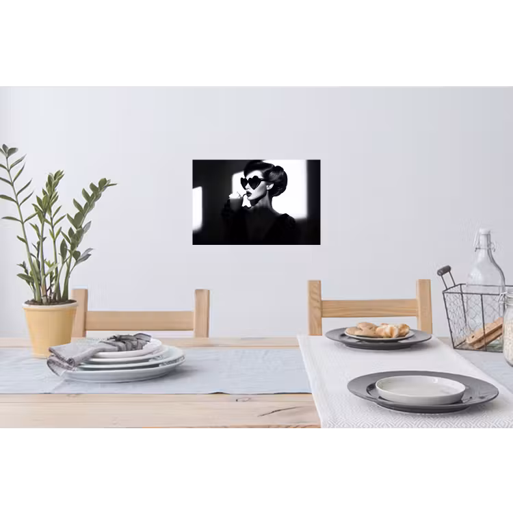 Vrouw - Zwart - Hart Muursticker klein -eettafel