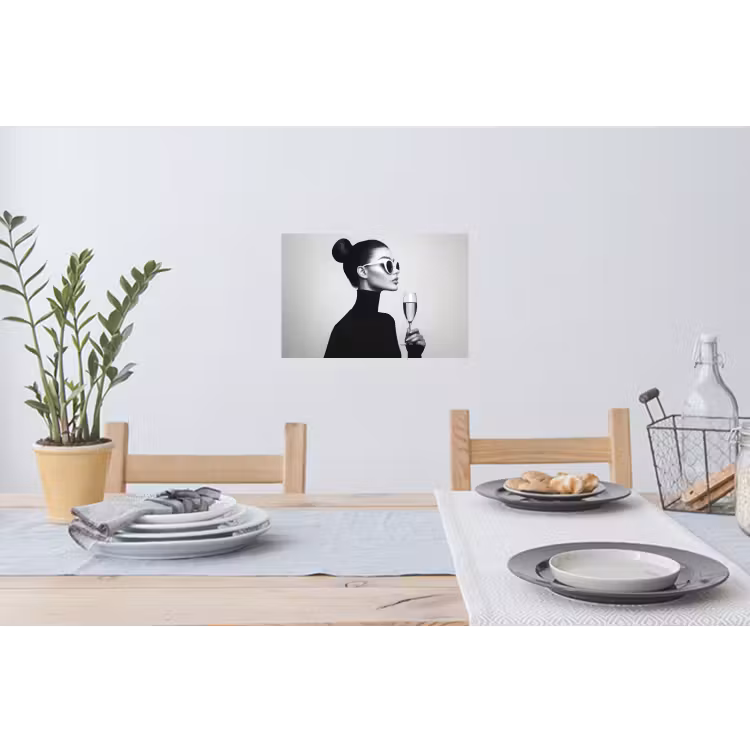 Vrouw - Champagne - Modern Muursticker klein -eettafel
