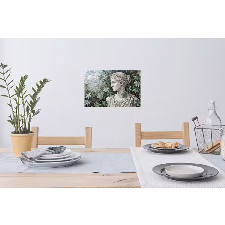 Vrouw - Klassiek - Mozaiëk - Natuur - Groen Muursticker klein -eettafel