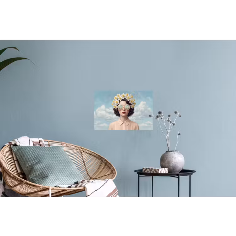 Vrouw - Narcissen - Geel Muursticker klein -plant