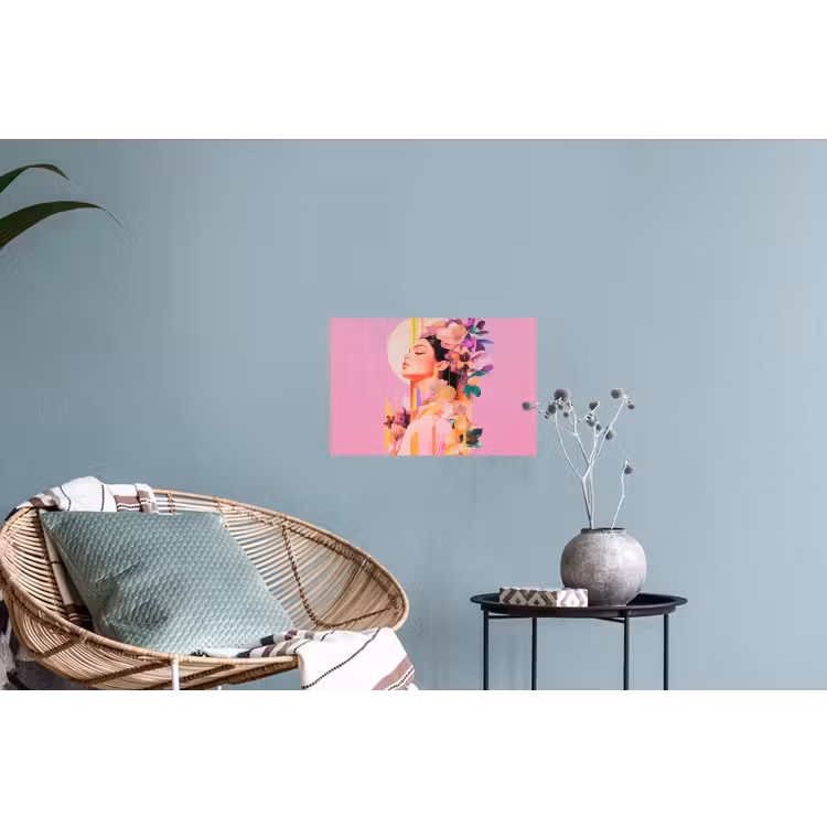 Vrouw - Bloemen - Paars - Abstract Muursticker klein -plant