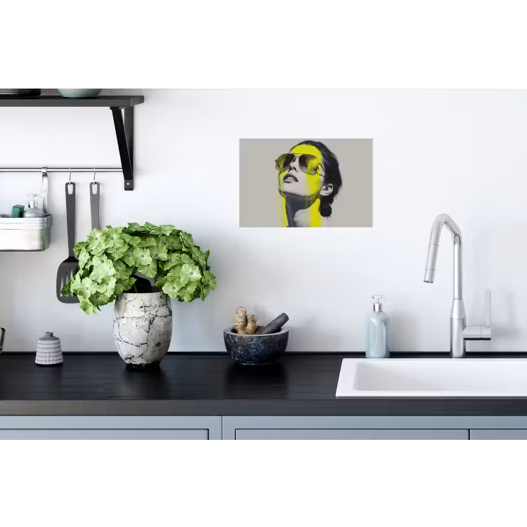 Vrouw - Bril - Verf Muursticker klein -keuken