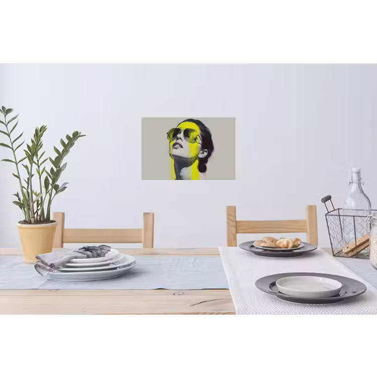 Vrouw - Bril - Verf Muursticker klein -eettafel