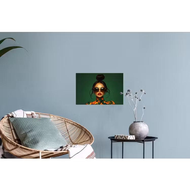 Vrouw - Groen - Modern - Bril - Abstract Muursticker klein -plant