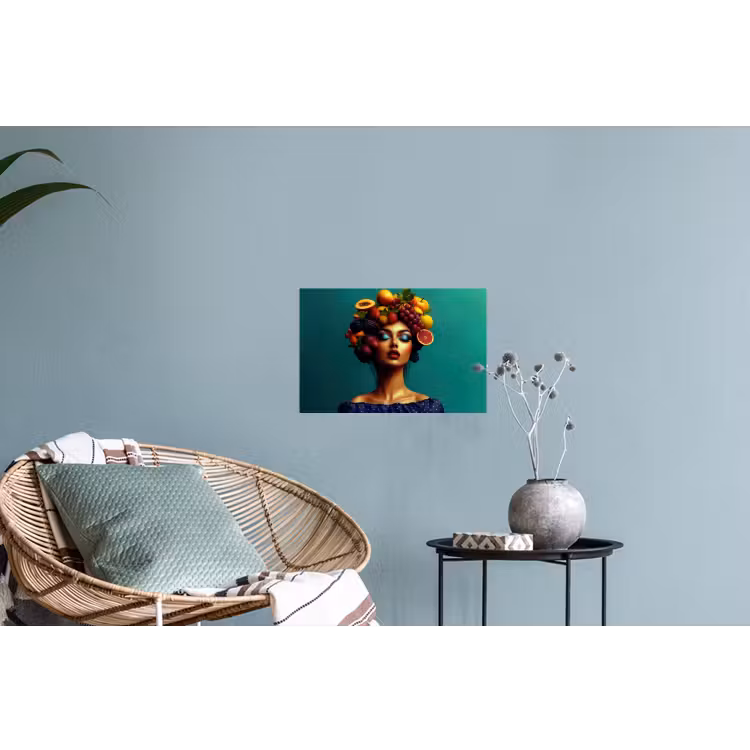 Vrouw - Hoodtooi - Tropisch - Fruit - Druiven Muursticker klein -plant