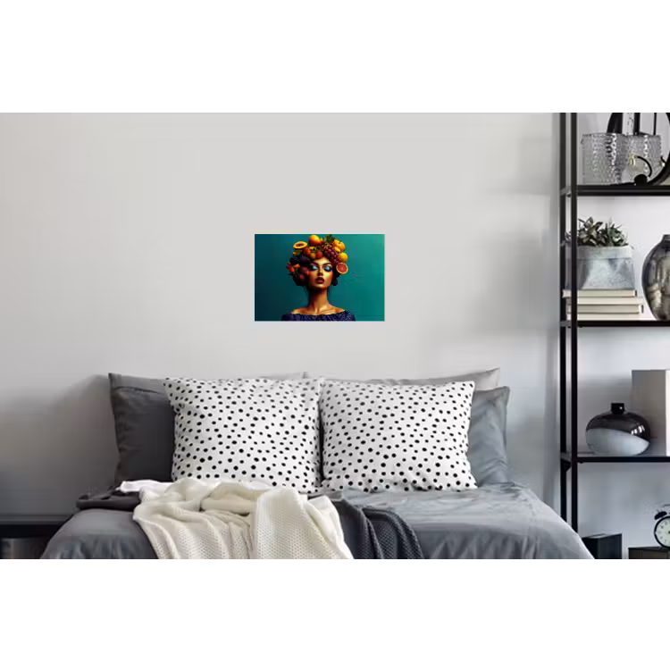 Vrouw - Hoodtooi - Tropisch - Fruit - Druiven Muursticker klein -slaapkamer