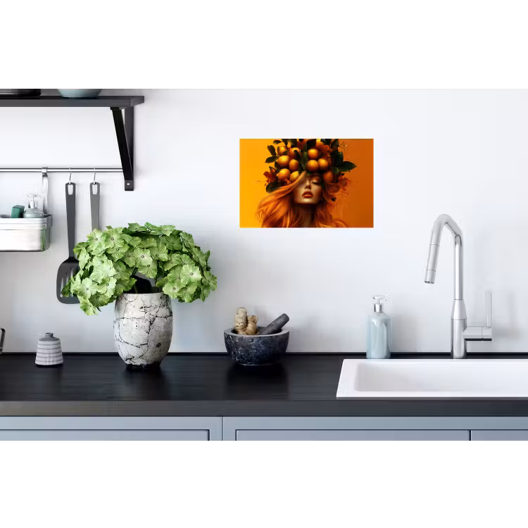 Vrouw - Citroenen - Bloesem - Geel Muursticker klein -keuken