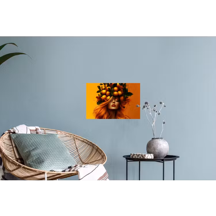 Vrouw - Citroenen - Bloesem - Geel Muursticker klein -plant