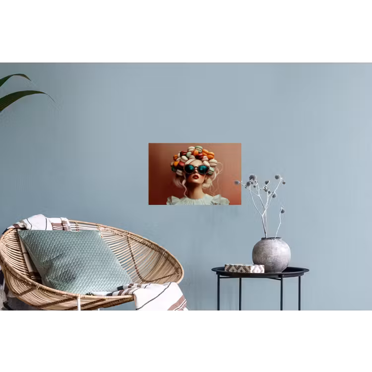Vrouw - Macarons - Bril Muursticker klein -plant