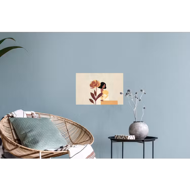 Vrouw - Minimalistisch - Bloem Muursticker klein -plant