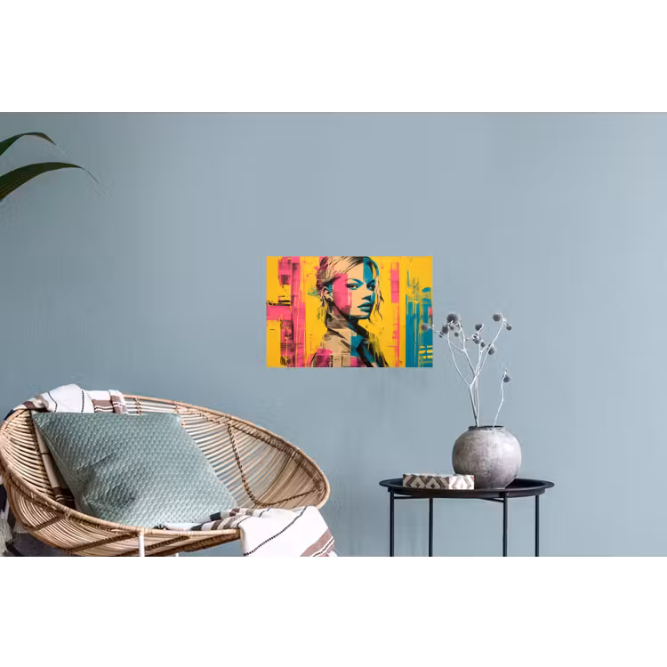 Vrouw - Verfstrepen - Gekleurd Muursticker klein -plant