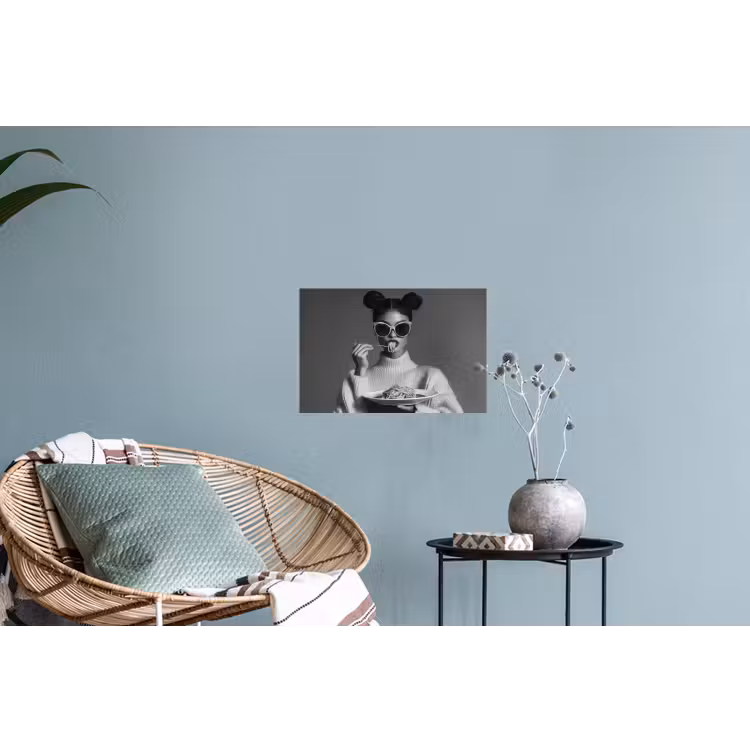 Vrouw - Pasta - Zonnebril Muursticker klein -plant