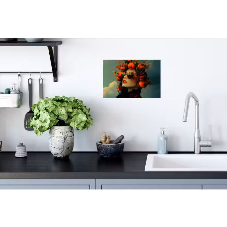 Vrouw - Granaatappel - Herfst - Zonnebril Muursticker klein -keuken