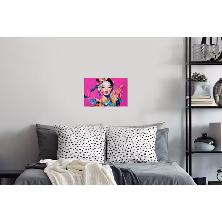 Vrouw - Portret - Abstract - Paars Muursticker klein -slaapkamer