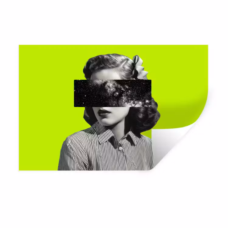 Vrouw - Sterrenhemel - Groen Muursticker klein -3d