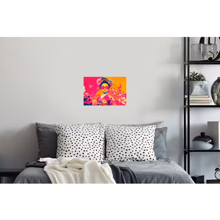Vrouw - Zonnebril - Abstract - Oranje Muursticker klein -slaapkamer