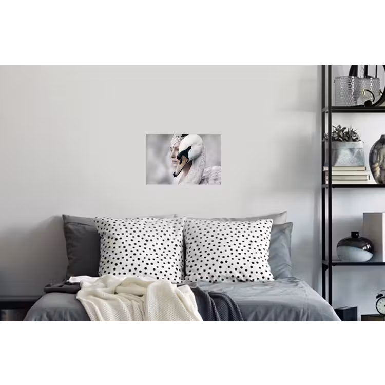 Vrouw - Zwaan - Wit Muursticker klein -slaapkamer