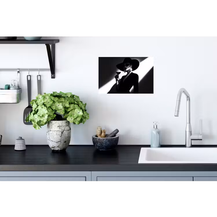 Vrouw - Wijn - Chic Muursticker klein -keuken