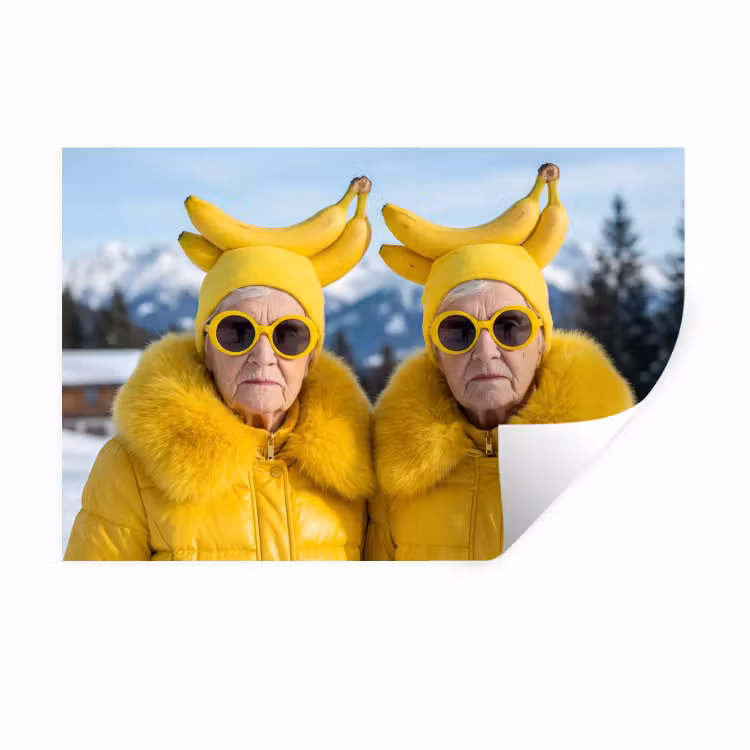 Vrouwen - Bananen - Geel Muursticker klein -3d