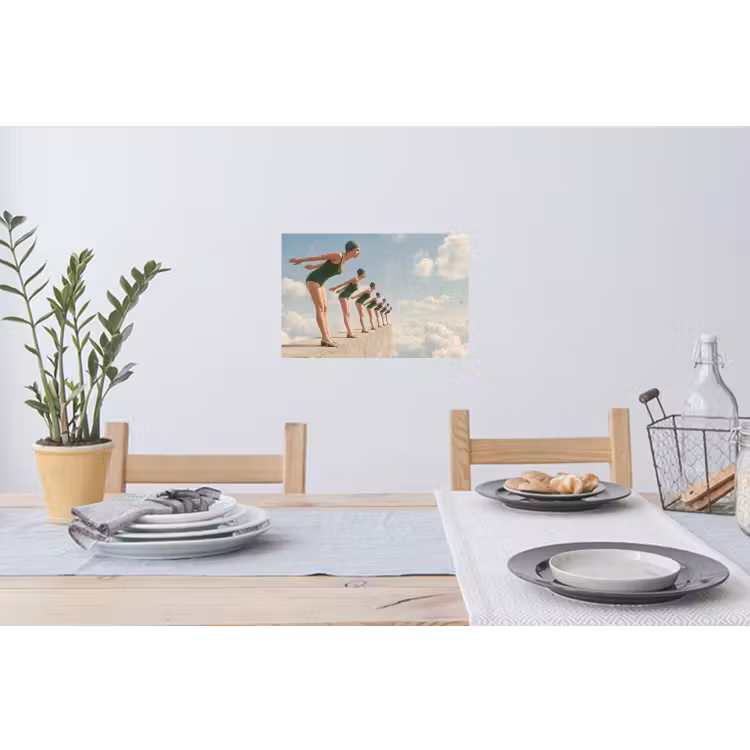 Wall Sticker - Women - Diving Pose - Clouds - Vrouwen - Duikhouding - Wolken Muursticker klein