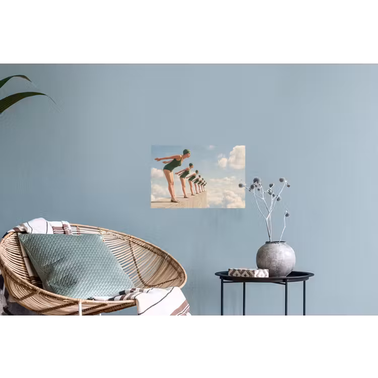 Wall Sticker - Women - Diving Pose - Clouds - Vrouwen - Duikhouding - Wolken Muursticker klein