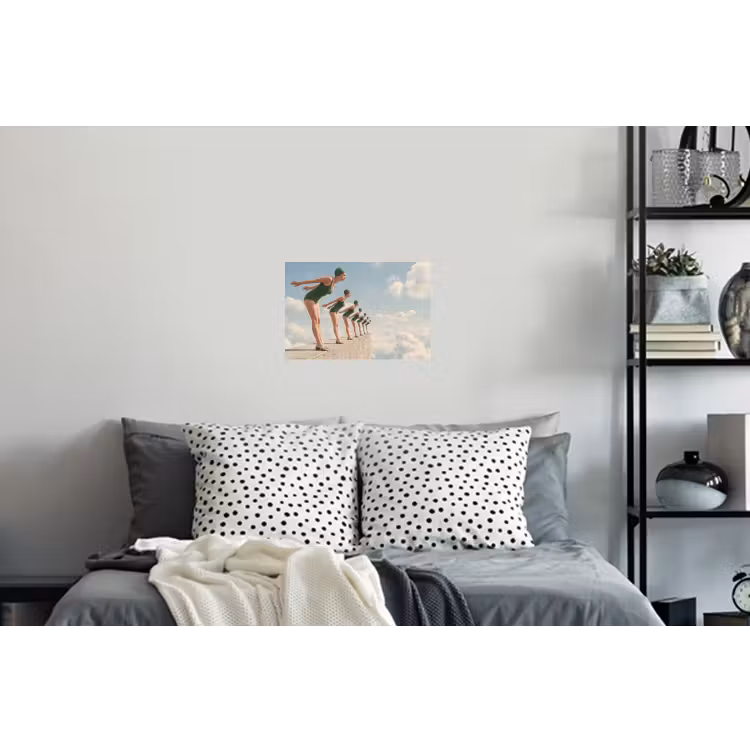 Wall Sticker - Women - Diving Pose - Clouds - Vrouwen - Duikhouding - Wolken Muursticker klein