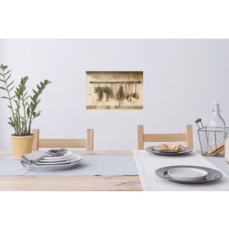 Hout - Keukengerei - Stilleven - Tegels Muursticker klein -eettafel