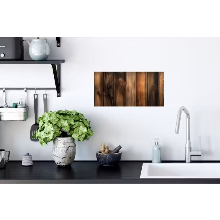Hout - Rustiek - Donkere Planken Muursticker klein -keuken