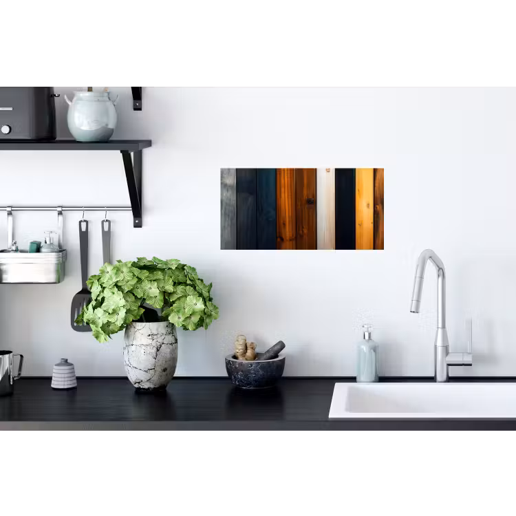 Hout - Planken - Donker - Warm Muursticker klein -keuken