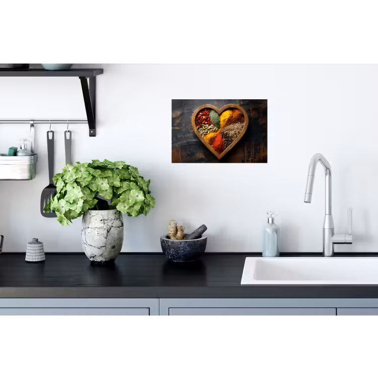 Houten - Hart - Kleurrijke - Specerijen Muursticker klein -keuken