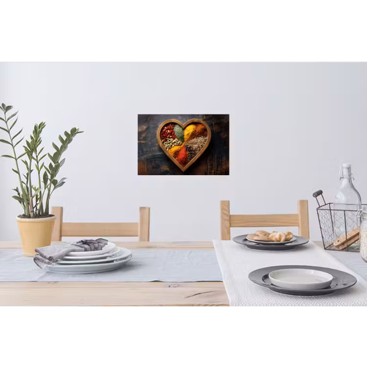 Houten - Hart - Kleurrijke - Specerijen Muursticker klein -eettafel
