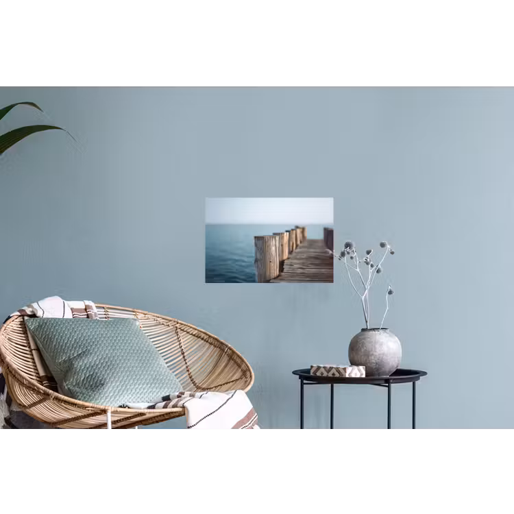 Houten steiger - Helderblauwe lucht Muursticker klein -plant