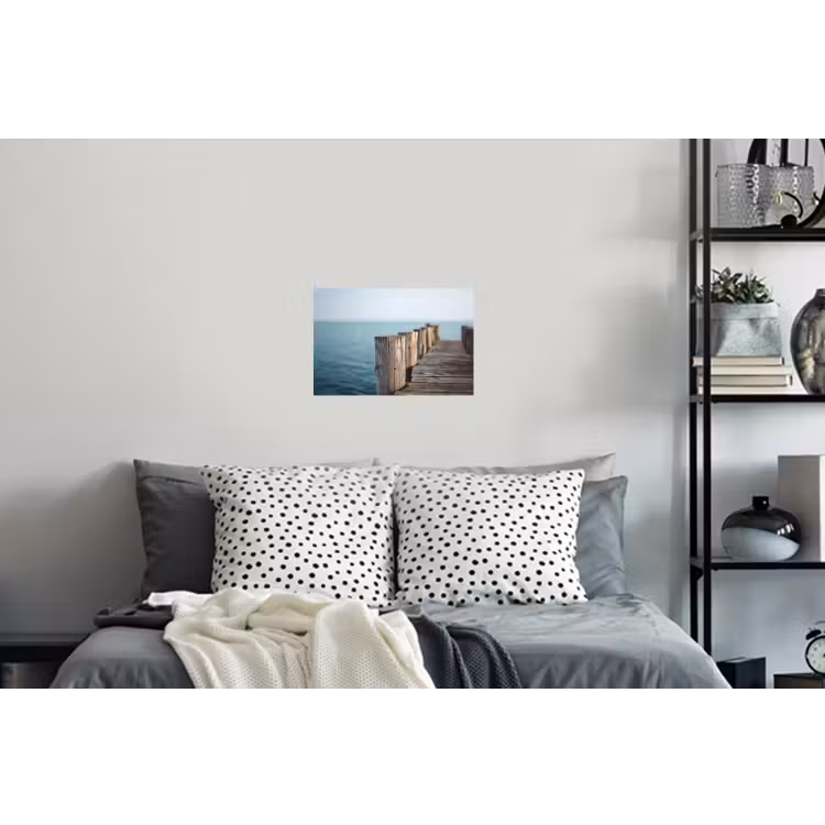 Houten steiger - Helderblauwe lucht Muursticker klein -slaapkamer