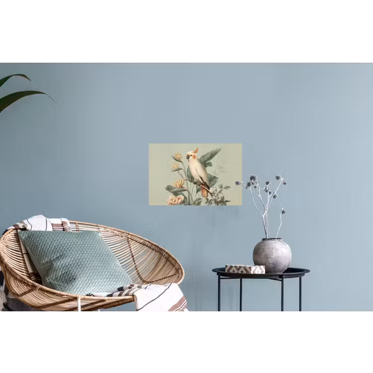 Gele kuifkaketoe - paradijsvogelbloemen - Groen Muursticker klein -plant