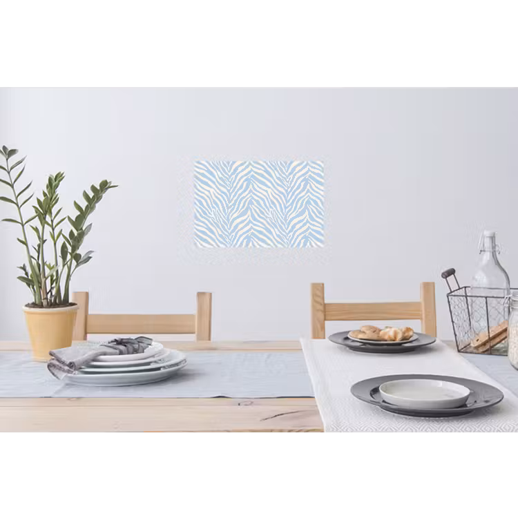 Zebra - Motief - Blauw - Wit Muursticker klein 286 -eettafel