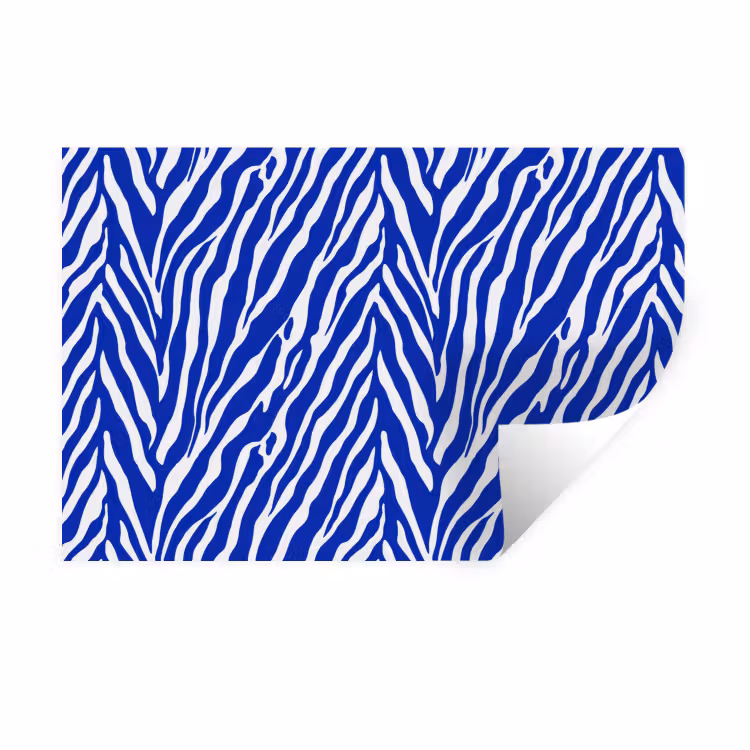 Zebra - Patroon - Kobalt - Blauw Muursticker klein 286 -3d