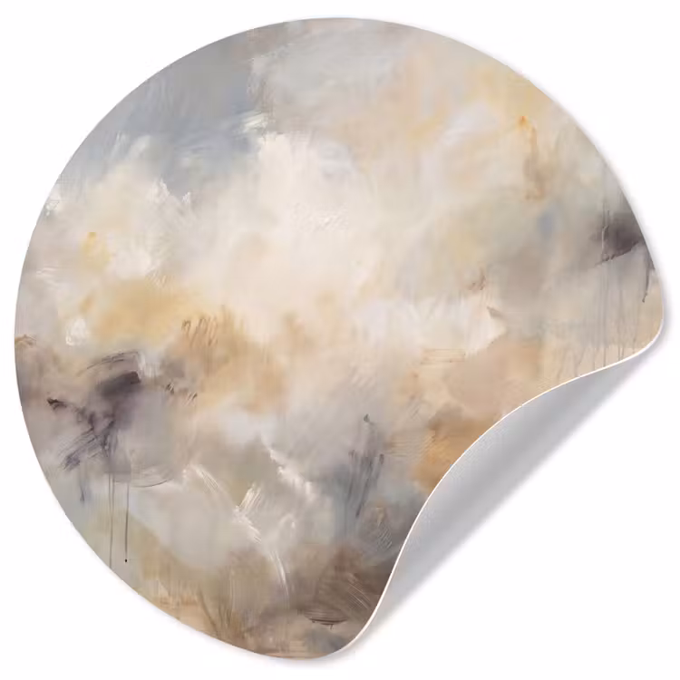 Abstract - Wolken - Sfeervol - Beige - Grijs Wandcirkel behangsticker klein -3d