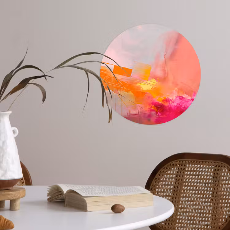 Abstract - Kleurrijk - Modern - Roze Wandcirkel behangsticker klein -sfeer3