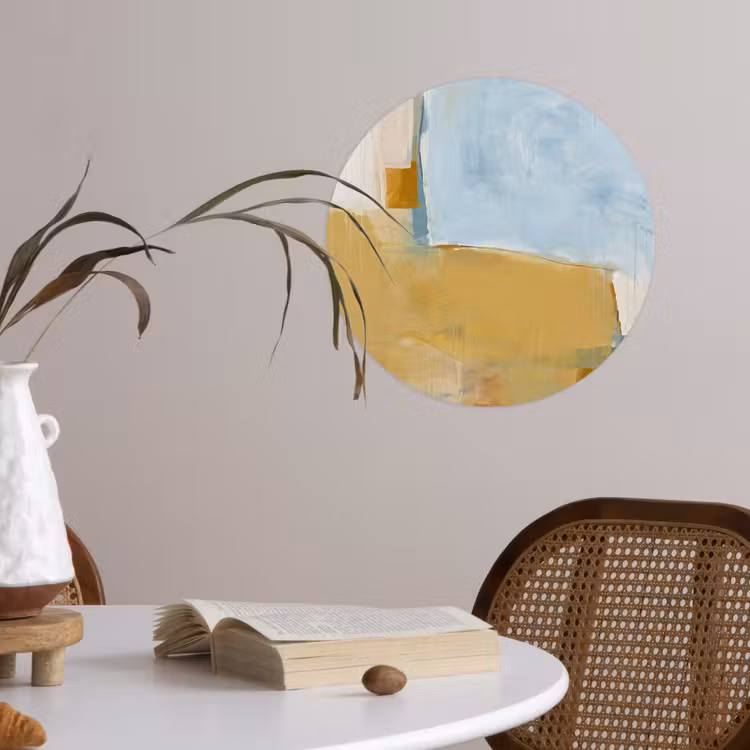Abstract - Kleuren - Kunst - Modern - Blauw Wandcirkel behangsticker klein -sfeer3