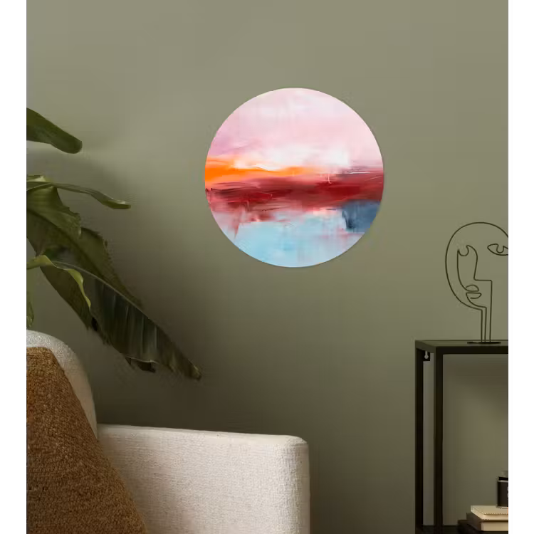 Abstract - Kleuren - Modern - Kunst - Roze Wandcirkel behangsticker klein -sfeer2