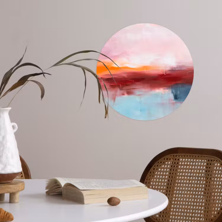 Abstract - Kleuren - Modern - Kunst - Roze Wandcirkel behangsticker klein -sfeer3