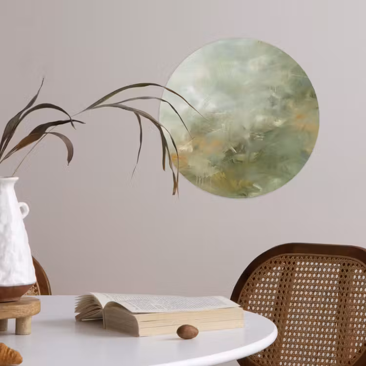 Abstract - Groen - Beige - Modern - Kunst Wandcirkel behangsticker klein -sfeer3