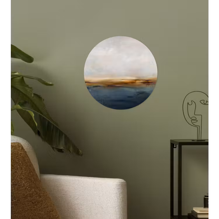 Abstract - Horizon - Water - Modern - Beige Wandcirkel behangsticker klein -sfeer2