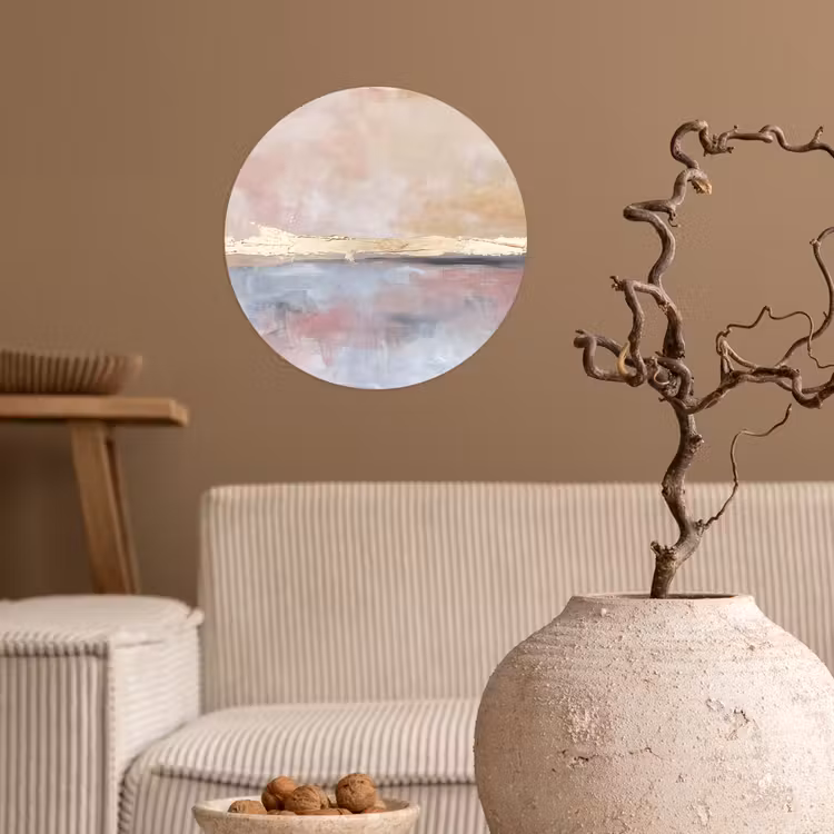 Abstract - Horizontaal - Kunst - Roze - Goud Wandcirkel behangsticker klein -sfeer1