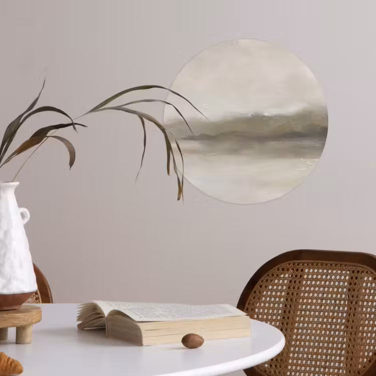 Abstract - Landschap - Nevel - Modern - Grijs Wandcirkel behangsticker klein -sfeer3