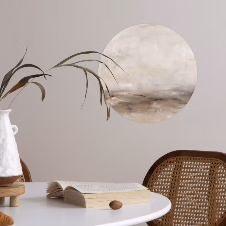 Abstrakt - Landschap - Modern - Beige - Kunst Wandcirkel behangsticker klein -sfeer3