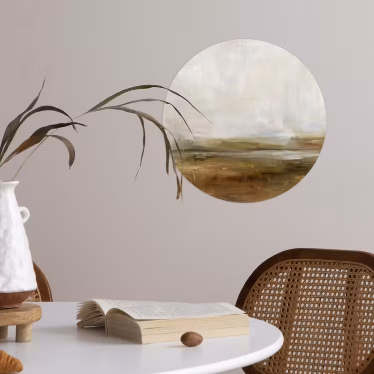 Abstract - Landschap - Natuur - Beige - Bruin Wandcirkel behangsticker klein -sfeer3