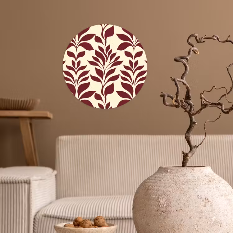 Abstract - Bladeren - Burgundy Wandcirkel behangsticker klein 186 -sfeer1